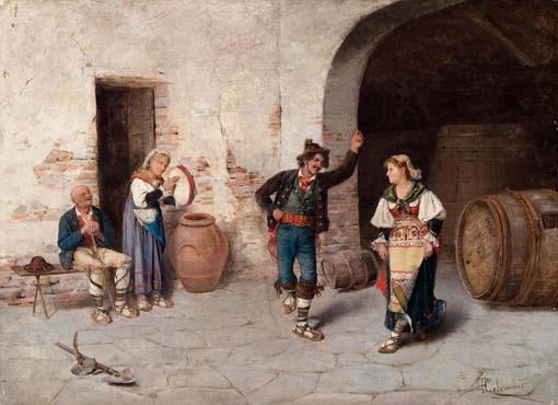 A tánc neve - saltarello, Nápoly környékén volt igen népszerű, először a 14. században említették.