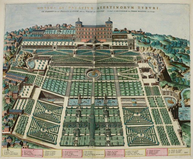 A Villa d'Este kertje egy korabeli terven