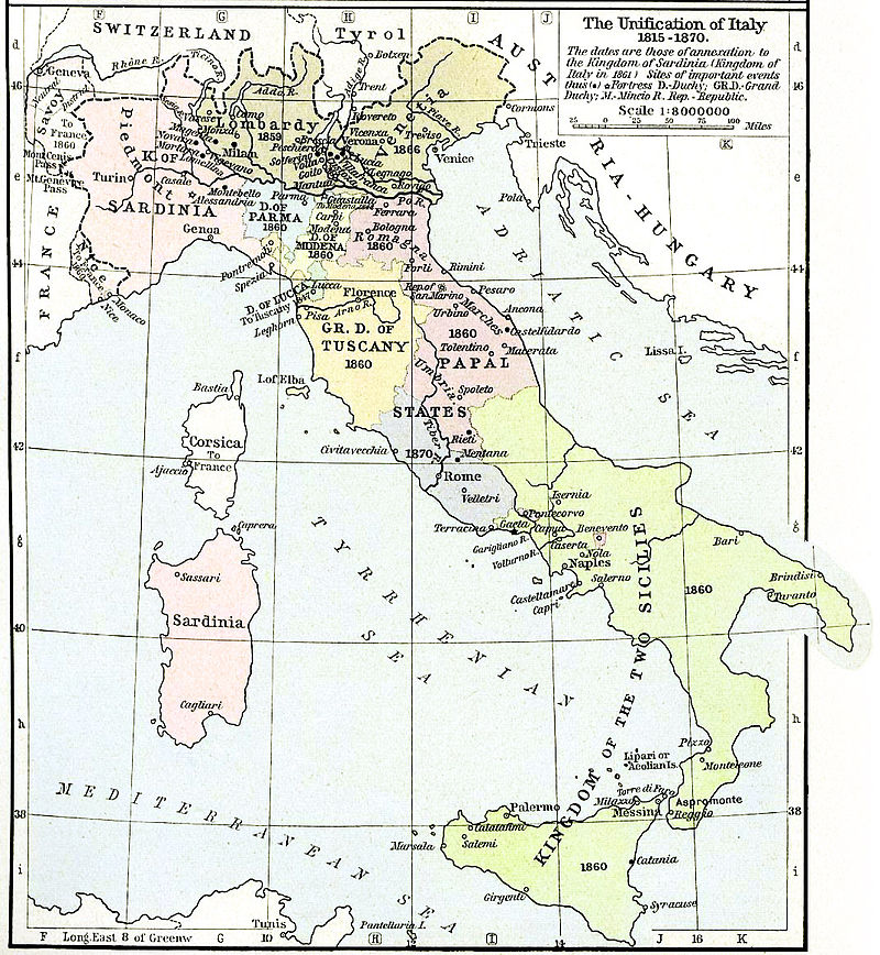 Az Appennini-félsziget 1815-1870 között